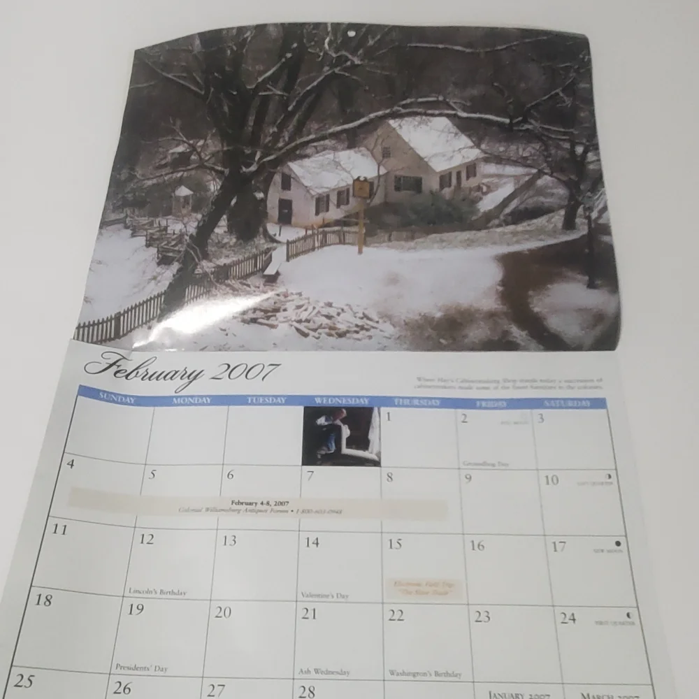 5/$15 Colonial Williamsburg 2007 Calendar Paper Crafting